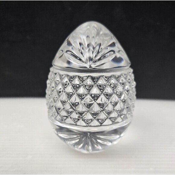 Other - Vintage Lead Crystal Egg Paperweight France Diamond & Fan Clear Cut Glass 3.25"